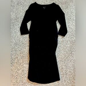 Maternity black jersey midi dress.